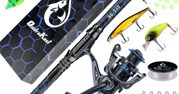 QudraKast Blue Fishing Rod and Reel Combos, Unique Design with X-Warping  Painting, Carbon Fiber Telescopic Fishing Rod with Reel Combo Kit with  Tackle Box, Best Gift for Fishing Beginner and Angler