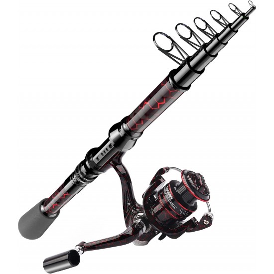 QudraKast Red One Fishing Rod and Reel Combos, High Carbon Fiber