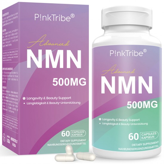 P!nkTribe NMN Capsules,NAD+ Supplement 750mg Contains All 5 Ingredients in 1 Capsule,NMN Nicotinamide Mononucleotide 500mg with Collagen Peptides