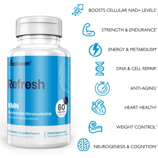 Vitablossom Refresh NMN Capsules with Maximum Strength 500mg 60 Capsules