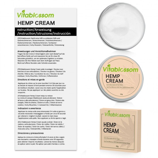 Vitablossom Soulagement de la douleur et anti-inflammatoire Crème De Chanvre - Nouveaux et anciens mixtes à vendre *