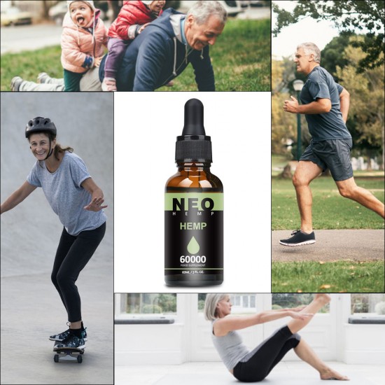 L'huile de chanvre NeoHemp gouttes 60000mg 60ml, aide à réduire le stress, l'anxiété et la douleur (60000mg )