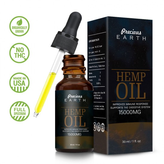 Precious Earth 15000mg, Broad Spectrum Hemp Oil Extract, Premium Organic Extracts, Made in USA