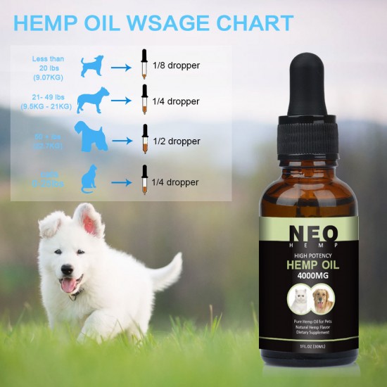 [Not Available in UK] NEOHEMP Oil Anxiety Relief for Dogs & Cats - 4000mg - Supports Hip & Joint Health