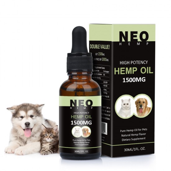 NEOHEMP Huile pour chiens et chats - 1500mg - 100% d'huile de chanvre biologique pour animaux de compagnie