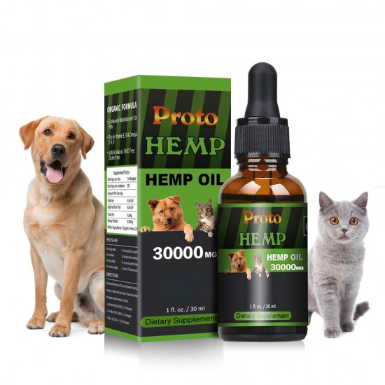 Proto Hemp Hanföl Tropfen für Hunde, 30000mg 90% 30ml